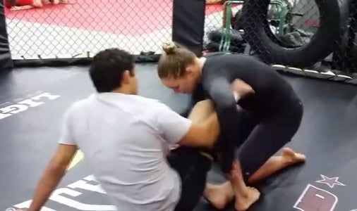 RONDA ROUSEY ROLLS WITH GILBERT MELENDEZ